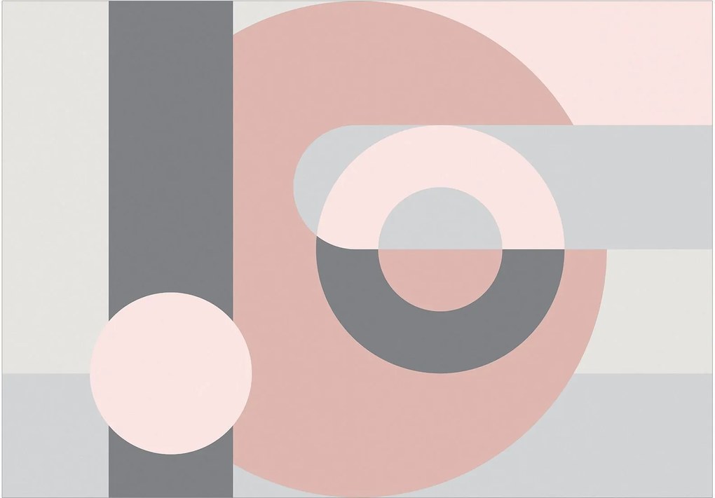 Αυτοκόλλητη φωτοταπετσαρία - Geometric Wreath (Pink) - 196x140