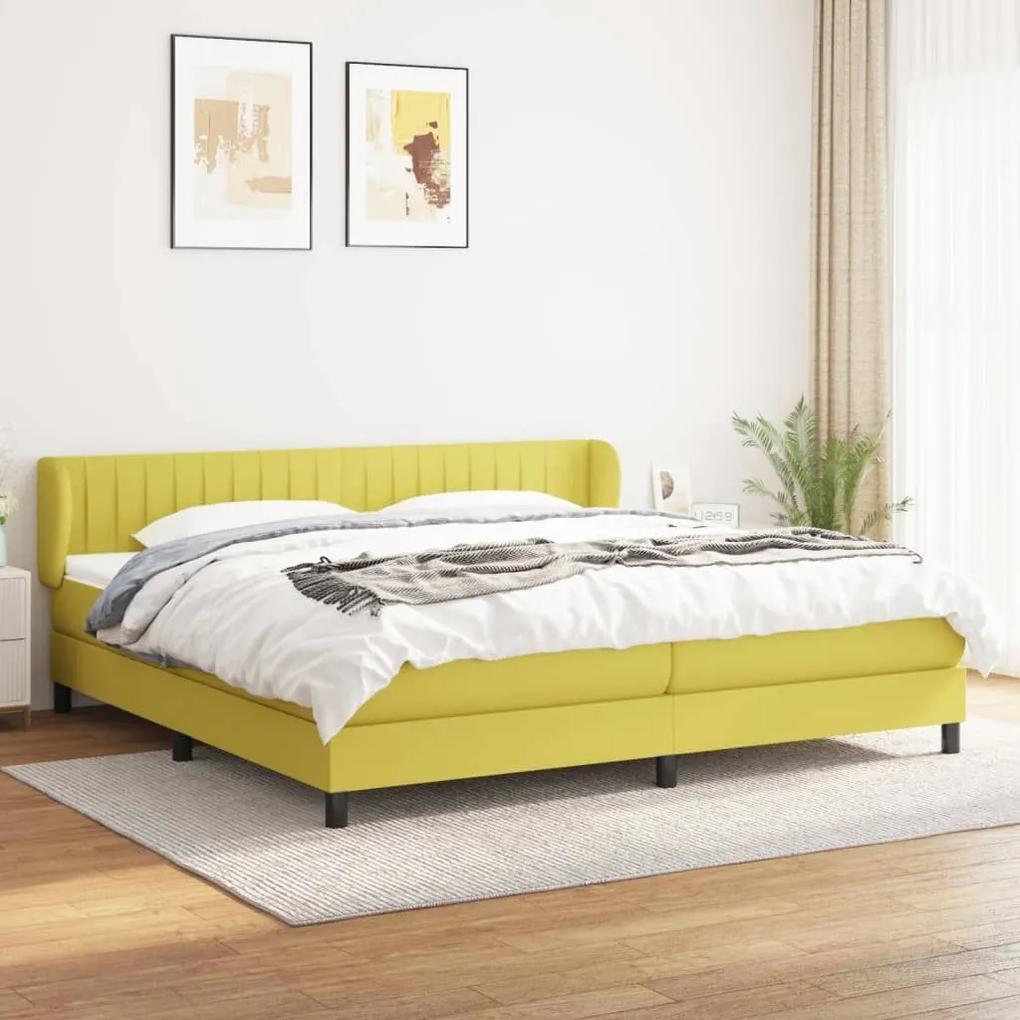 Κρεβάτι Boxspring με Στρώμα Πράσινο 200x200 εκ. Υφασμάτινο - Πράσινο