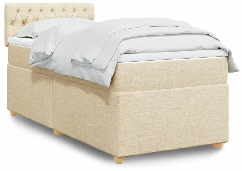 vidaXL Κρεβάτι Boxspring με Στρώμα Κρεμ 80 x 200 εκ. Υφασμάτινο