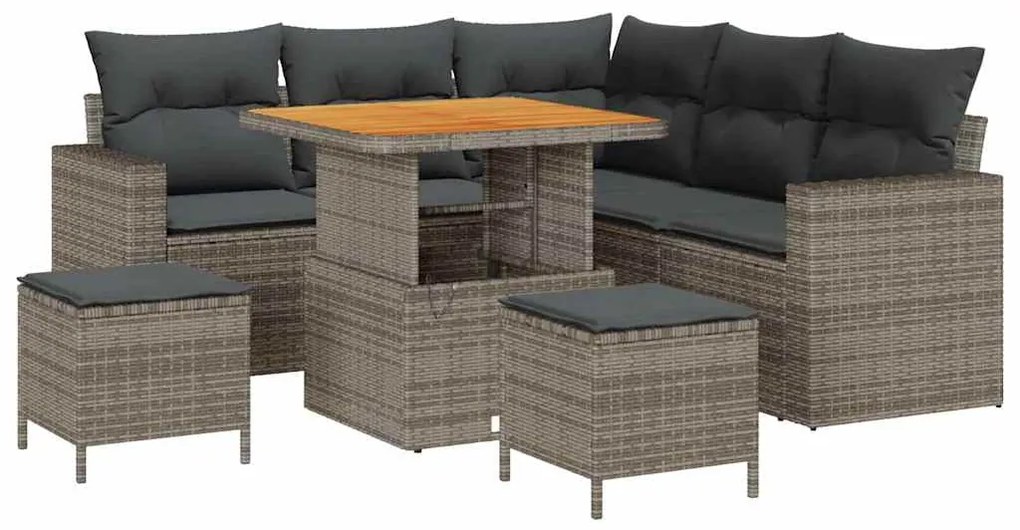 vidaXL Σετ Καναπέ Κήπου 8 pcs Γκρι συνθετικό ρατάν