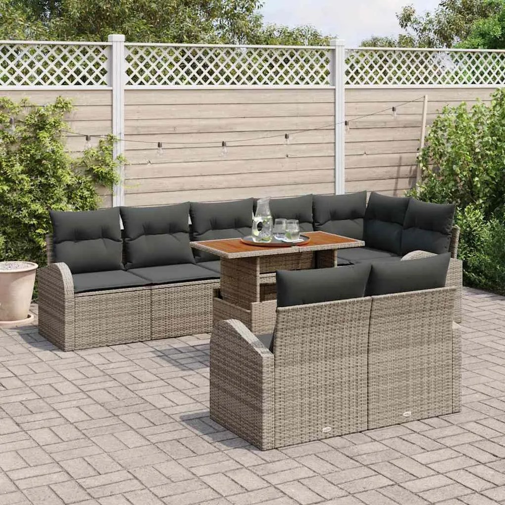 vidaXL Σετ Καναπέ Κήπου με μαξιλάρι 9 pcs Γκρι 100 x 55 x 73 εκ