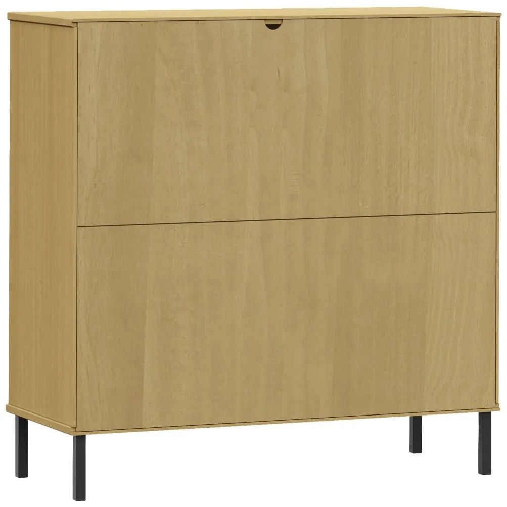 vidaXL Βιβλιοθήκη OSLO Καφέ 90x35x90,5 εκ. Μασίφ Ξύλο με Μεταλ. Πόδια