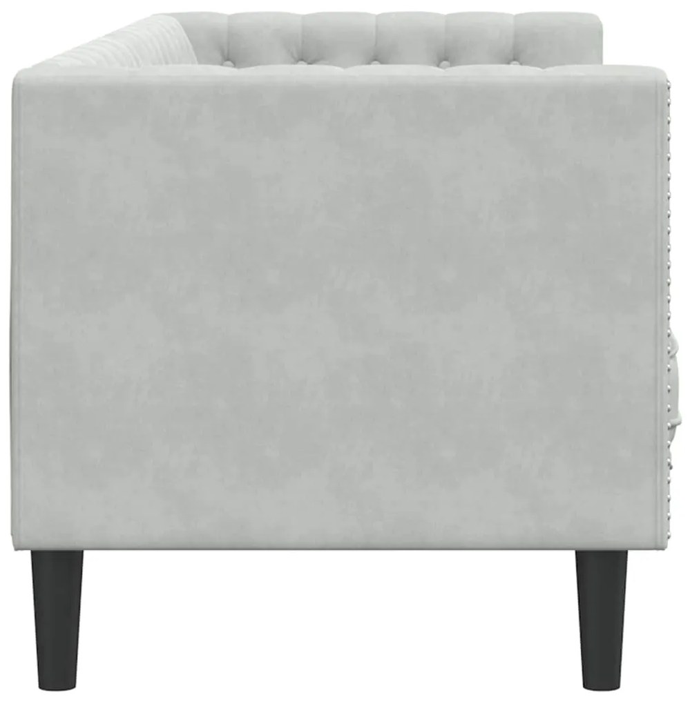 vidaXL Καναπές Chesterfield Ανοιχτό γκρι 194 x 74.5 x 70.5 εκ. Βελούδο