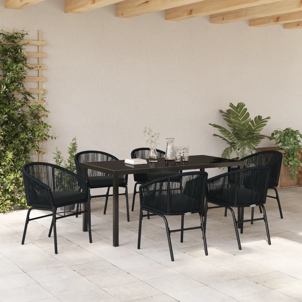 vidaXL Σετ Κηπουρικής 7 Τεμαχίων – Μαύρο Πολυ Rattan