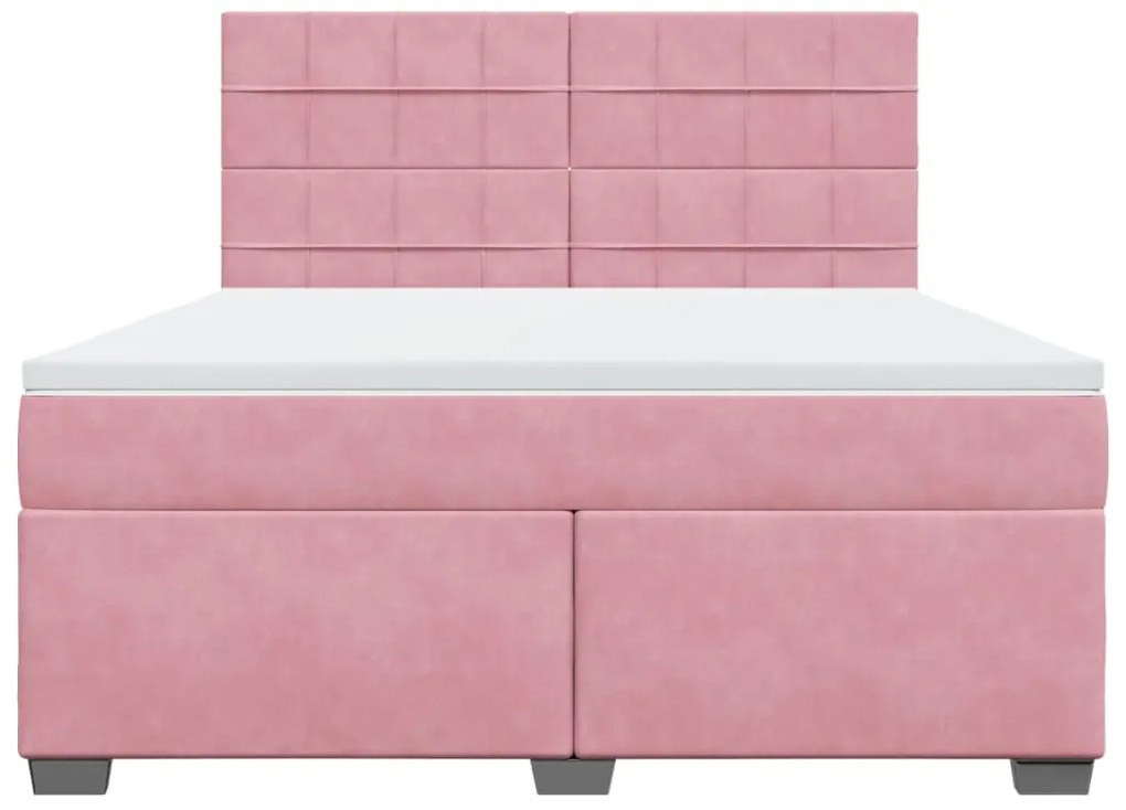 vidaXL Κρεβάτι Boxspring με Στρώμα Ροζ 180x200 εκ. Βελούδινο