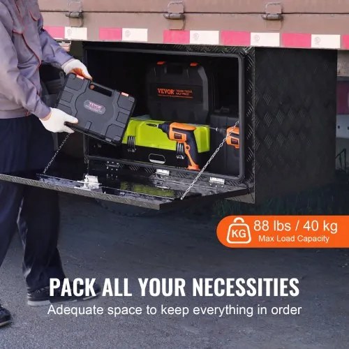 VEVOR Underbody Aluminum Truck Tool Box 36&quot; x 24&quot; x 24&quot; Trailer RV Tool Storage