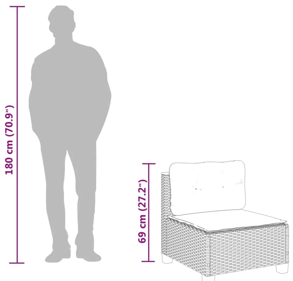 vidaXL Σαλόνι Κήπου 8 Τεμαχίων Μαύρο από Συνθετικό Ρατάν με Μαξιλάρια