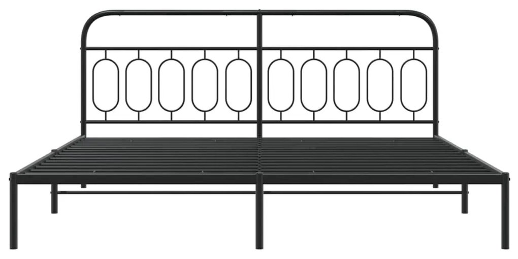 Πλαίσιο Κρεβατιού με Κεφαλάρι Μαύρο 200 x 200 εκ. Μεταλλικό - Μαύρο