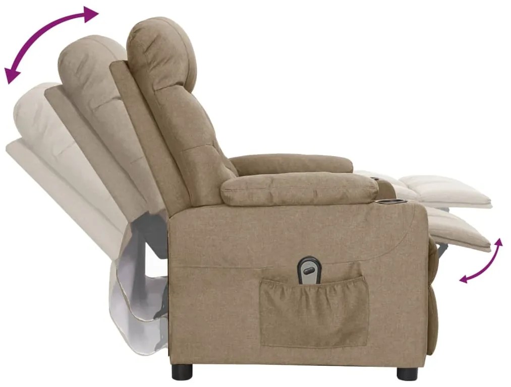 vidaXL Πολυθρόνα Ανακλινόμενη Ηλεκτρική Taupe Υφασμάτινη