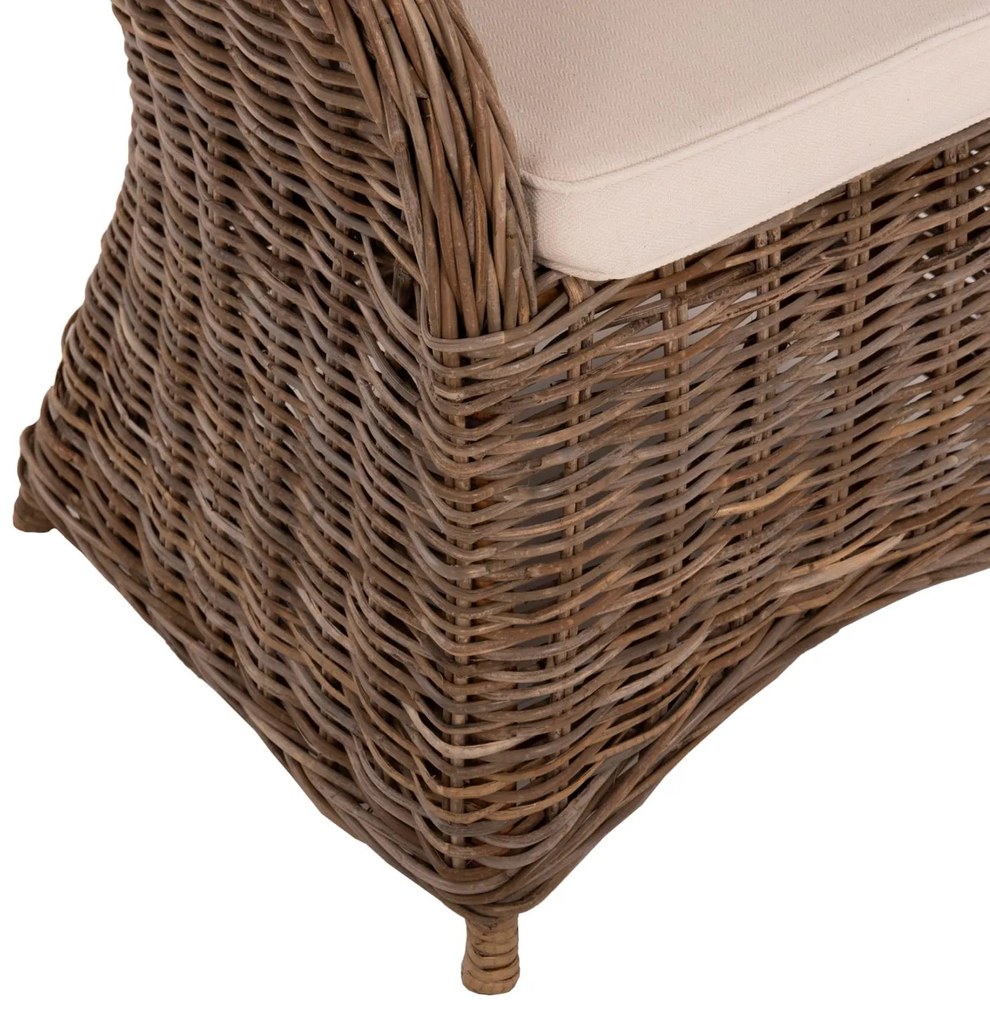 Καρέκλα - Πολυθρόνα KEYLA C9536 Καφέ Rattan με Εκρού Μαξιλάρι 63x65x87Υεκ. 63x65x87 εκ.