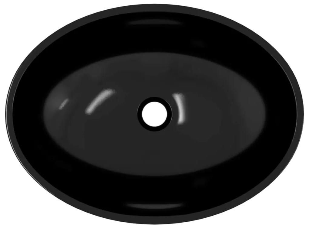 vidaXL Νιπτήρας Μαύρος 50x37x14 εκ. Γυάλινος