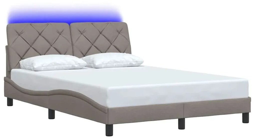 Σκελετός Κρεβατιού με LED Χωρίς Στρώμα Taupe 140x200 εκ. - Μπεζ-Γκρι