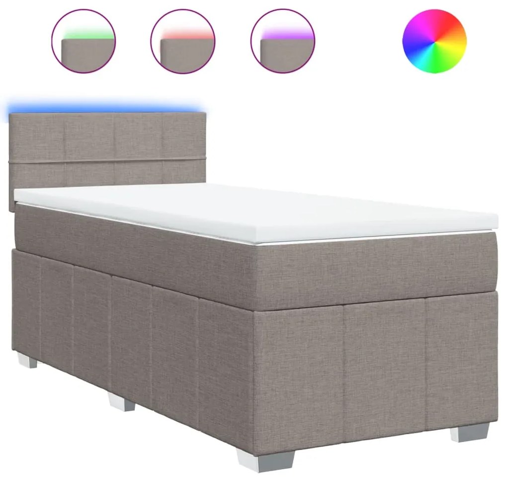 vidaXL Κρεβάτι Boxspring με Στρώμα Taupe 100 x 200 εκ. Υφασμάτινο