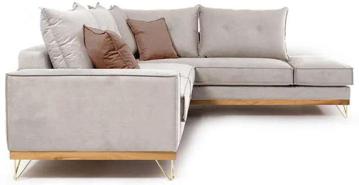 Γωνιακός καναπές αριστερή γωνία Luxury II pakoworld ύφασμα cream-mocha 290x235x95εκ