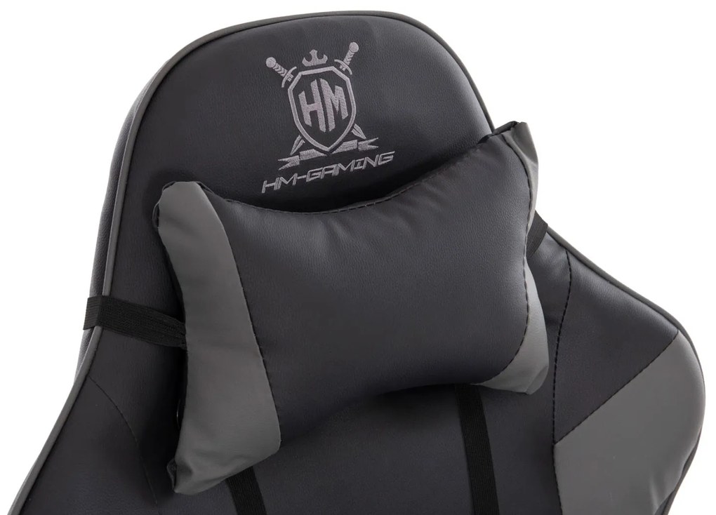 ΠΟΛΥΘΡΟΝΑ GAMING DARREN ΜΑΥΡΟ-ΓΚΡΙ PVC & NYLON 51x49x125Υεκ.