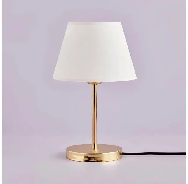 GLOSSY 204-0071 Μοντέρνο Eπιτραπέζιο Φωτιστικό Μονόφωτο 1 x E27 IP20 Χρυσό Μέταλλο με Λευκό Ύφασμα-Μ22 x Π22 x Υ37cm Globostar 204-0071 Λευκό