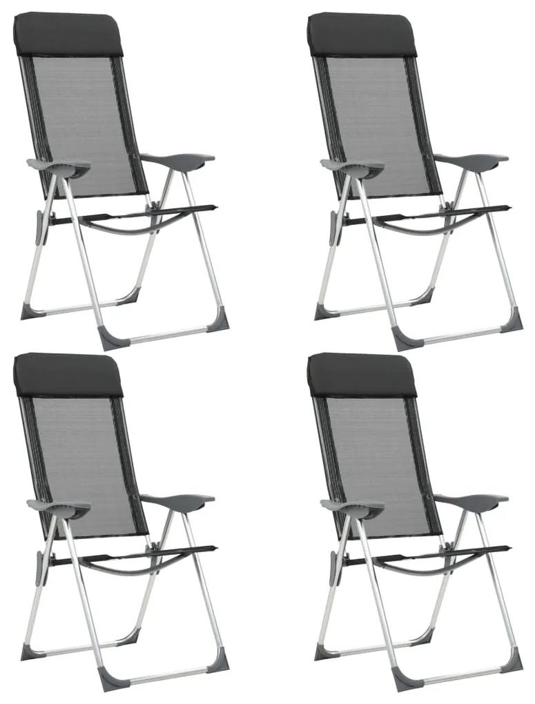 Καρέκλες Camping Πτυσσόμενες 4 τεμ. Μαύρες από Αλουμίνιο