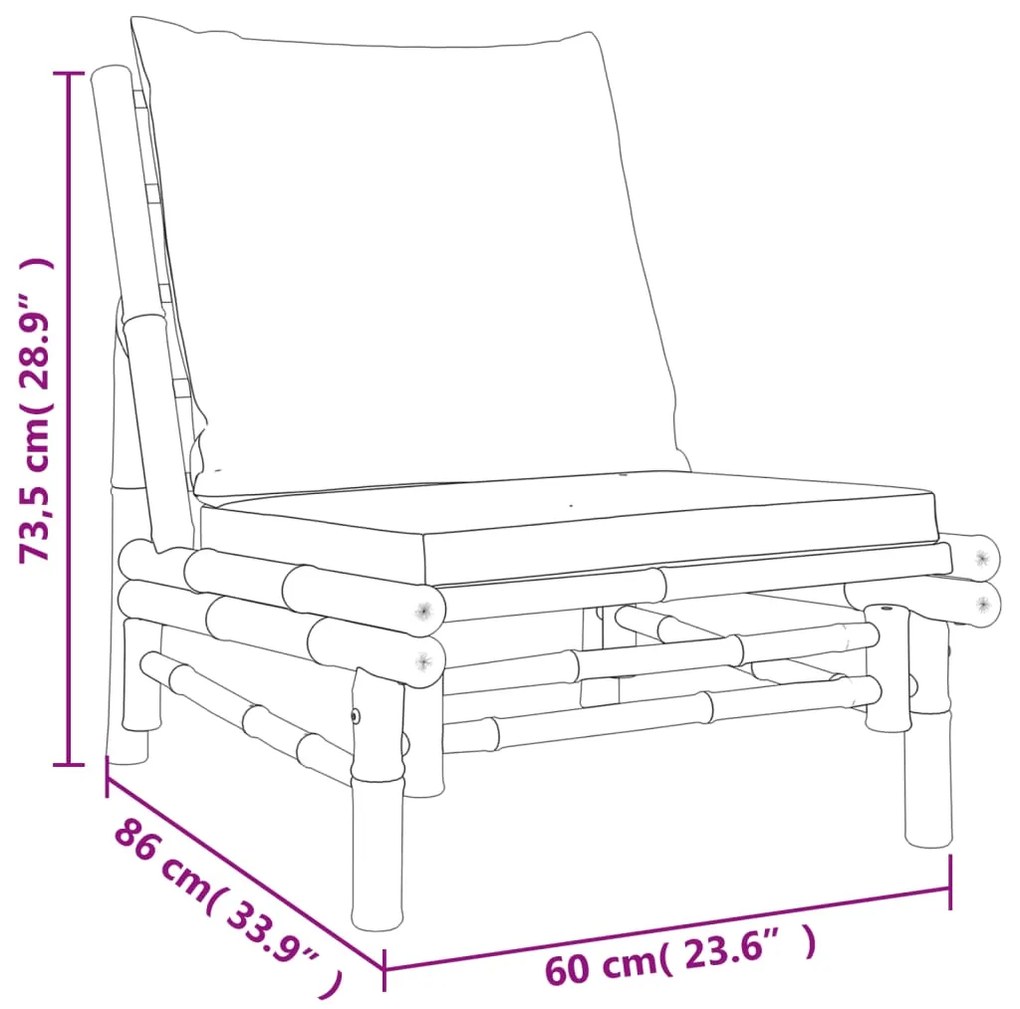 vidaXL Καρέκλες Κήπου 2 τεμ. από Μπαμπού με Σκούρα Γκρι Μαξιλάρια