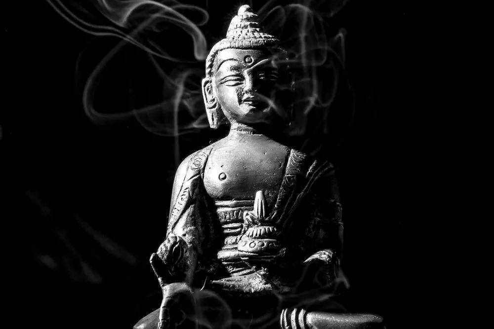 Εικόνα του αγάλματος του Βούδα σε ασπρόμαυρο - 120x80