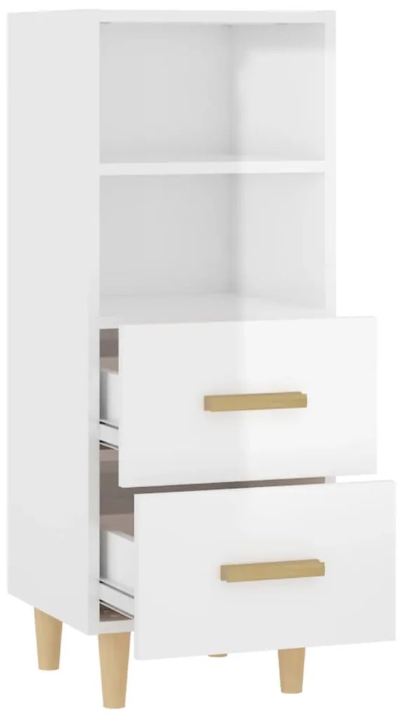 vidaXL Ντουλάπι Γυαλιστερό Λευκό 34,5x34x90 εκ. Επεξεργασμένο Ξύλο