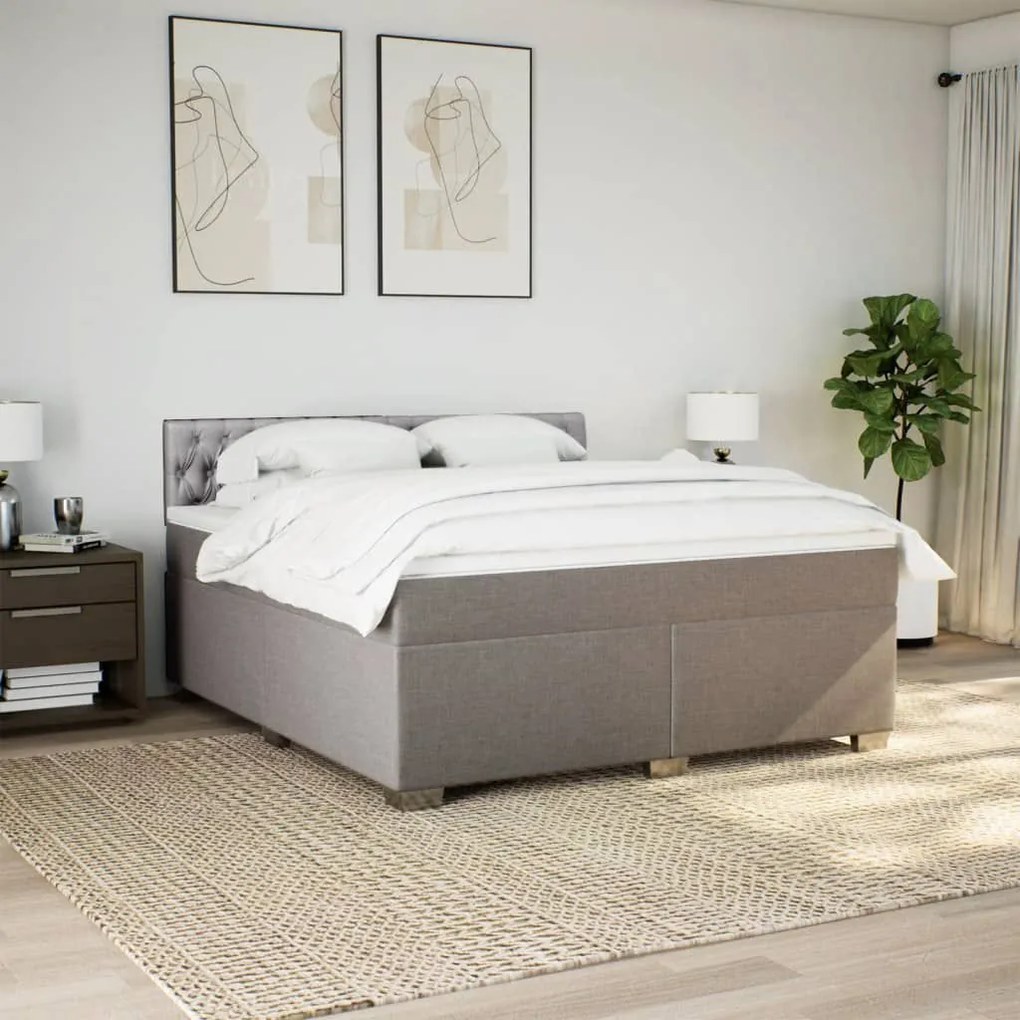 Κρεβάτι Boxspring με Στρώμα Taupe 180x200 εκ. Υφασμάτινο - Μπεζ-Γκρι