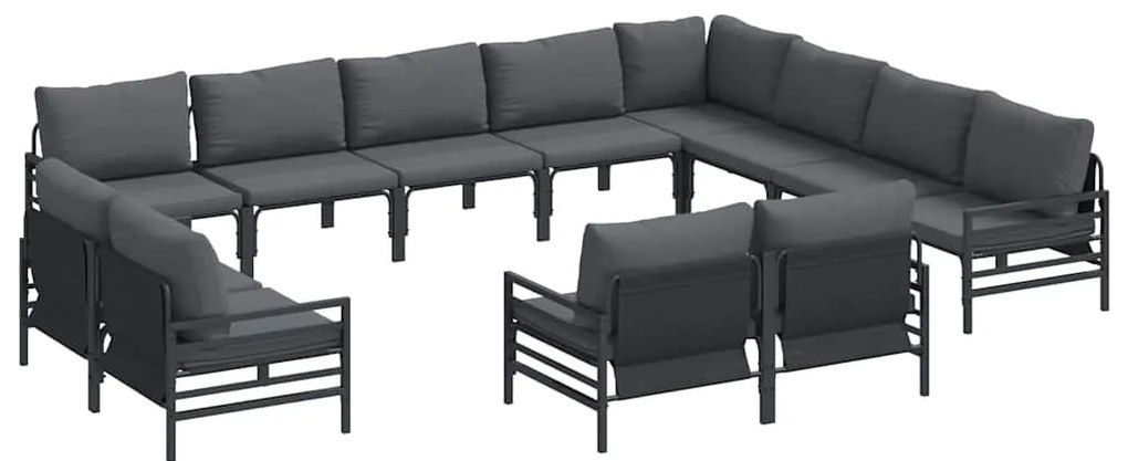 vidaXL Σετ Καναπέ Κήπου 12 pcs Ανθρακί Ατσάλι