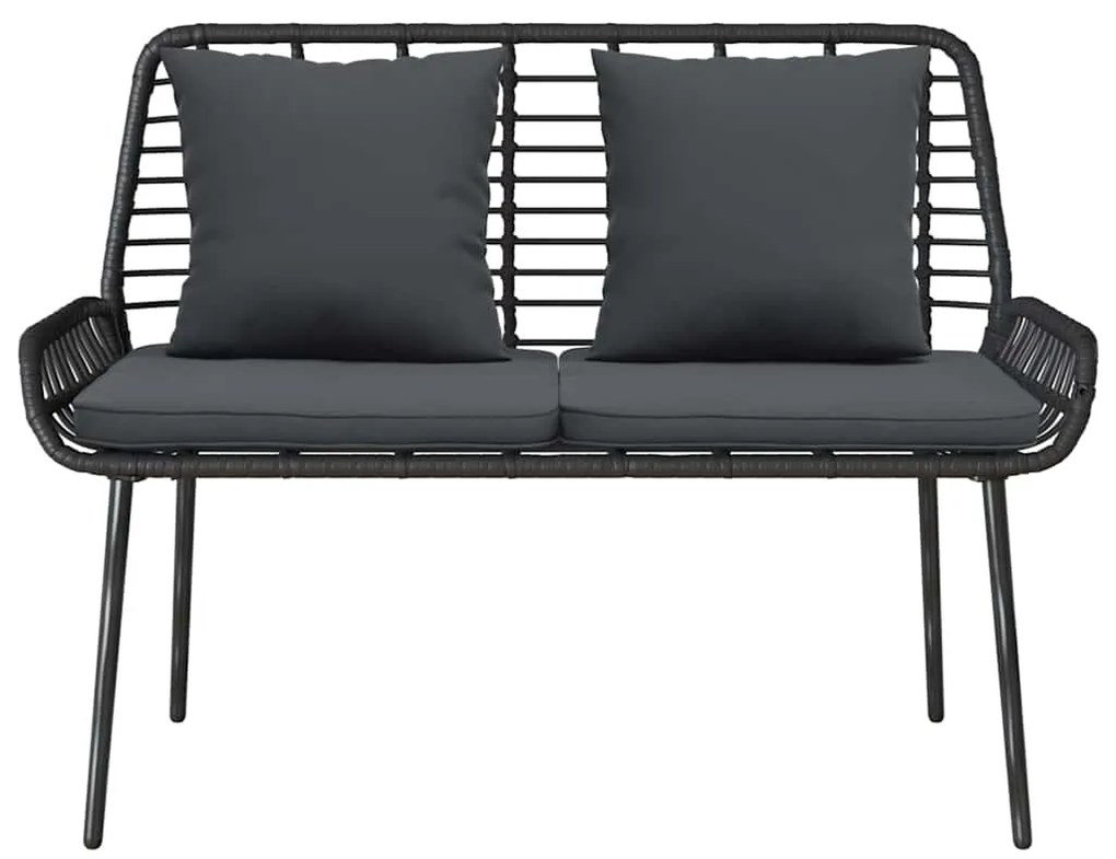 vidaXL Παγκάκι κήπου Μαύρο, Ανθρακί Πολυ rattan, ατσάλι