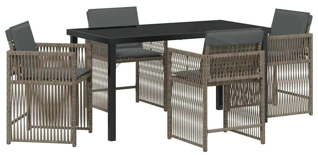 vidaXL Σέτ φαγητού για κήπο 5 pcs Γκρι συνθετικό ρατάν