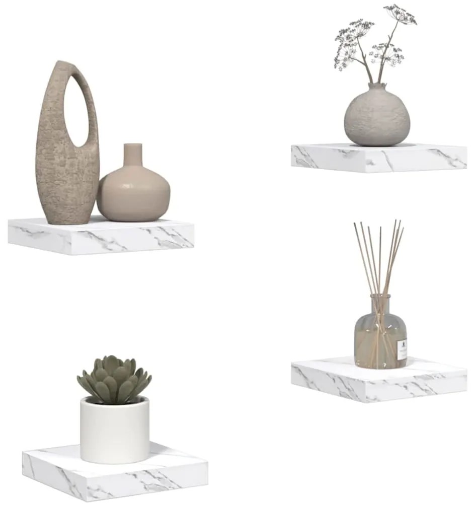 vidaXL Ράφι Τοίχου Επιτοίχιο 4 pcs Λευκό Μάρμαρο 23 x 23,5 x 4 εκ