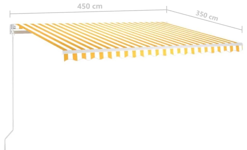 Τέντα Συρόμενη Χειροκίνητη με Στύλους Κίτρινο/Λευκό 4,5 x 3,5 μ - Κίτρινο