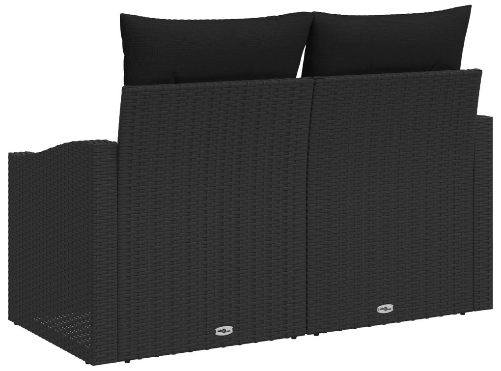 vidaXL Καναπές Κήπου 2 Θέσεων με ΑποStorage & Μαξιλάρια Μαύρο Πολυ Ράταν