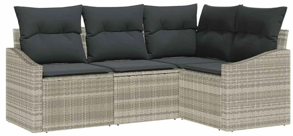 Σετ καναπέ κήπου vidaXL Σετ 4 Μπεζ, Μαύρο Ρατάν Γωνιακός καναπές