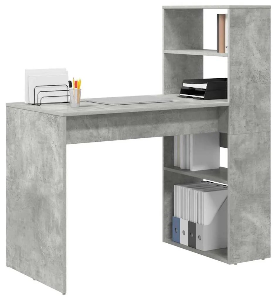 vidaXL Γραφείο Γκρι σκυροδέματος 113 x 54 x 120 εκ. Επεξεργασμένο ξύλο