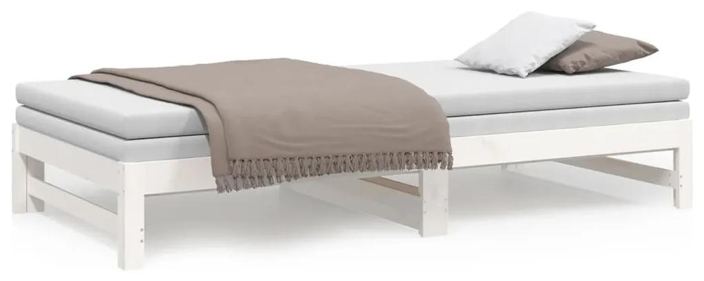 vidaXL Καναπές Κρεβάτι Συρόμενος Λευκός 2x(100x200) εκ. Μασίφ Πεύκο