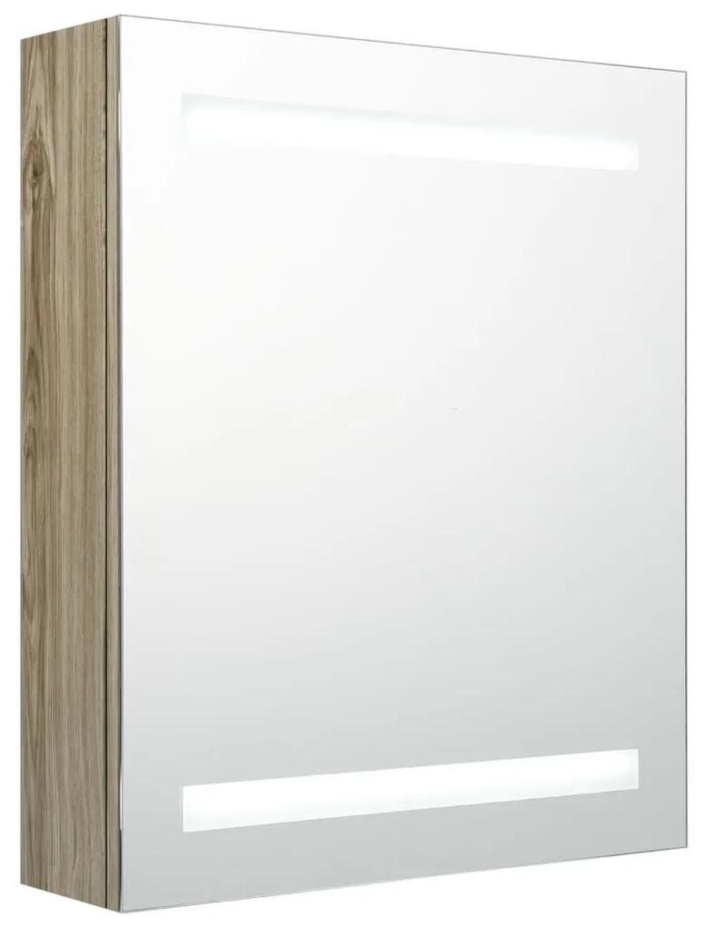 Καθρέφτης Μπάνιου με Ντουλάπι / LED Δρυς 50 x 14 x 60 εκ. - Καφέ