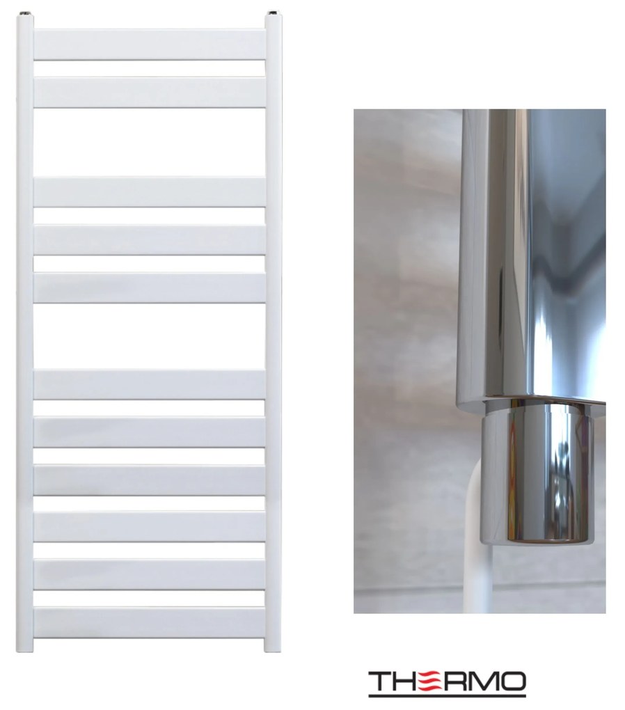 Thermo LARGO Θερμαινόμενη πετσετοκρεμάστρα από Mild Steel με ηλεκτρική λειτουργία, 120x50cm White