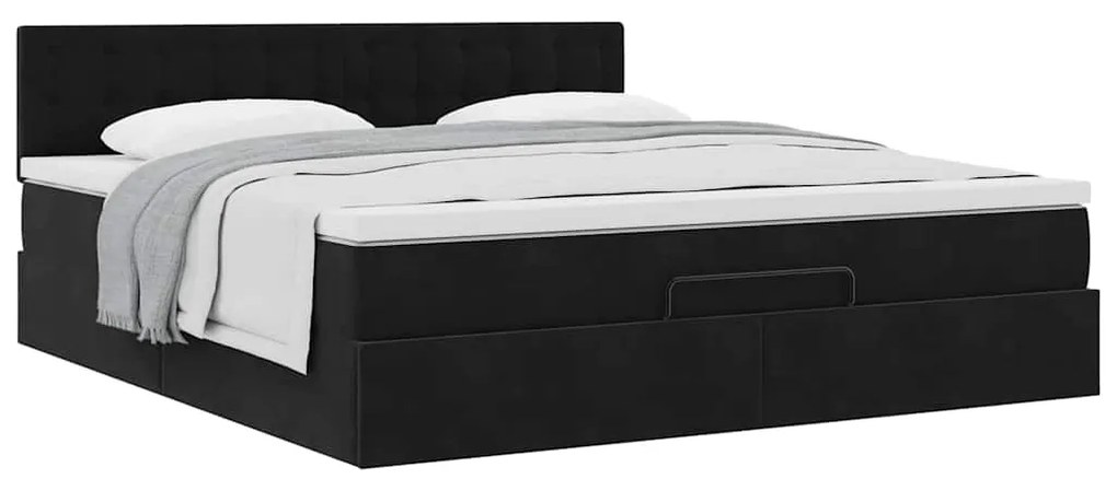 vidaXL Οθωμανικό κρεβάτι με στρώμα Μαύρο 160x200cm Velvet