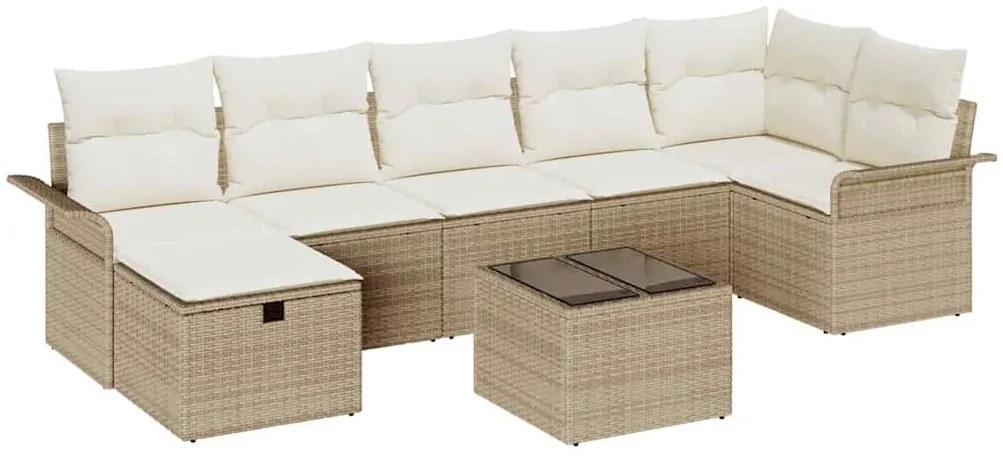 vidaXL Σετ Καναπέ Κήπου 8 pcs Μπεζ και Κρέμα συνθετικό ρατάν