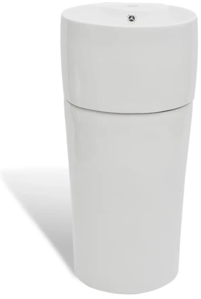 vidaXL Νιπτήρας Επιδαπέδιος Στρογγυλός με Οπή Βρύσης/Υπερχ. Λευκός Κεραμικός