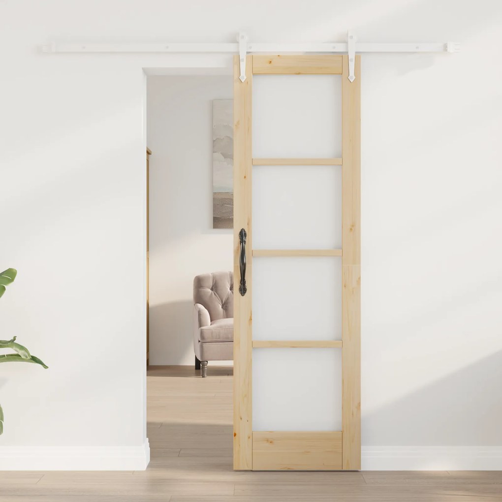 vidaXL Συρόμενη Πόρτα  με Σετ Υλικών 61x198.5 εκ. από Συμπαγές Ξύλο Πεύκου