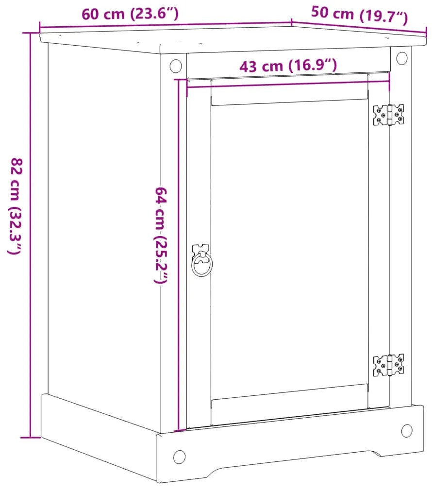 Έπιπλο HiFi Corona 60x50x82 εκ. από Μασίφ Ξύλο Πεύκου - Καφέ