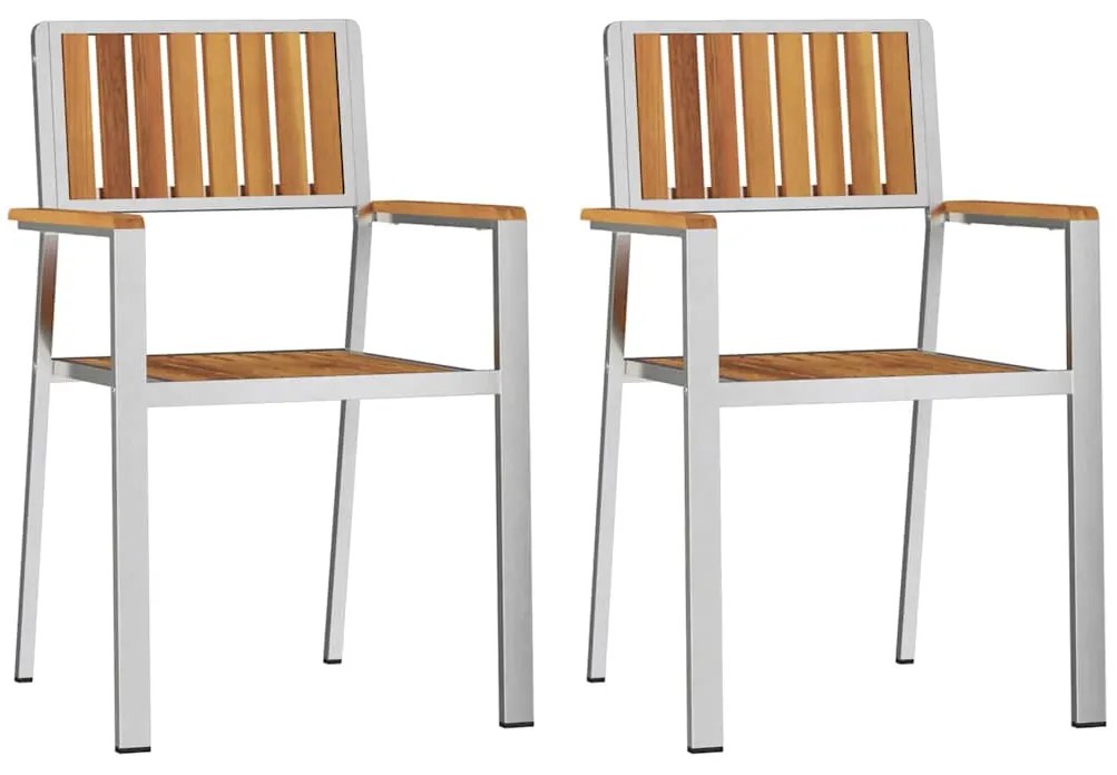 vidaXL Καρέκλα Κήπου 2 pcs Καφέ 56 x 54.5 x 87 εκ. Μασίφ ξύλο ακακίας