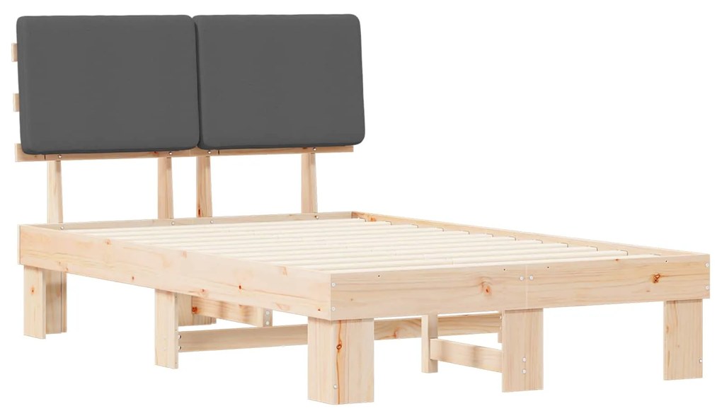 vidaXL Σκελετός Κρεβατιού με Επενδεδυμένο Κεφαλάρι Σκούρο Γκρι