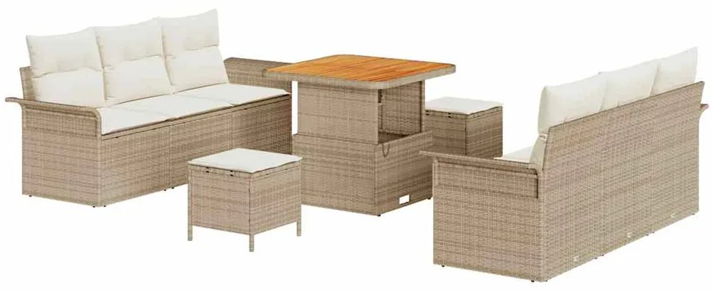 vidaXL Σετ Καναπέ Κήπου 9 pcs Μπεζ συνθετικό ρατάν