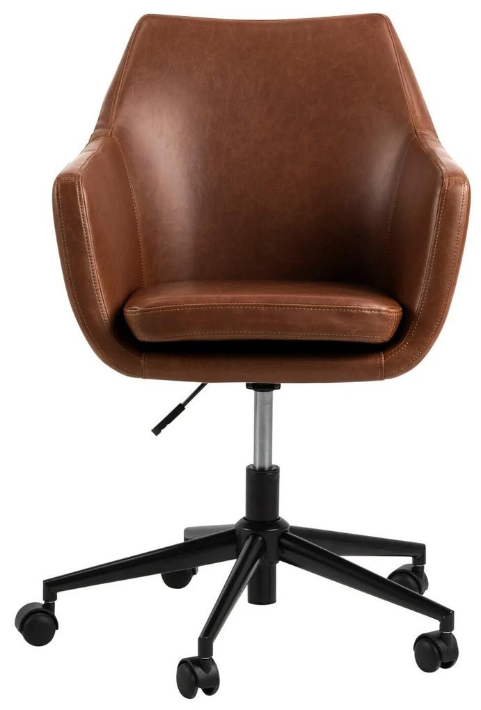 Καρέκλα γραφείου Oakland 190, Καφέ, Μαύρο, 91x58x58cm, 9 kg, Με μπράτσα, Με ρόδες, Μηχανισμός καρέκλας: Economic | Epipla1.gr