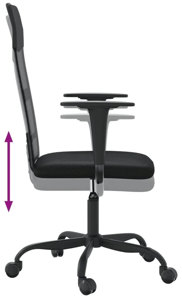 vidaXL Καρέκλα Γραφείου Ρυθμ. Ύψος Μαύρη Διχτυωτό Ύφασμα/Συνθ. Δέρμα