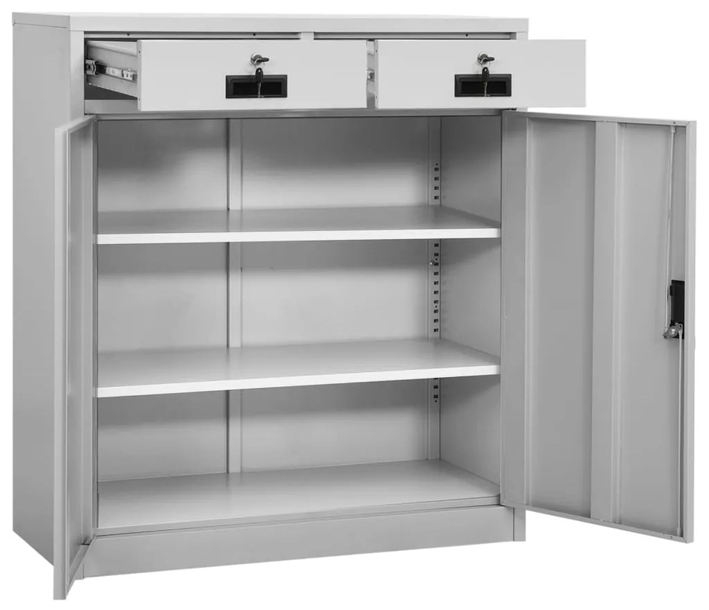 vidaXL Ντουλάπα Γραφείου Ανοιχτό Γκρι 90 x 40 x 102 εκ. Ατσάλινη