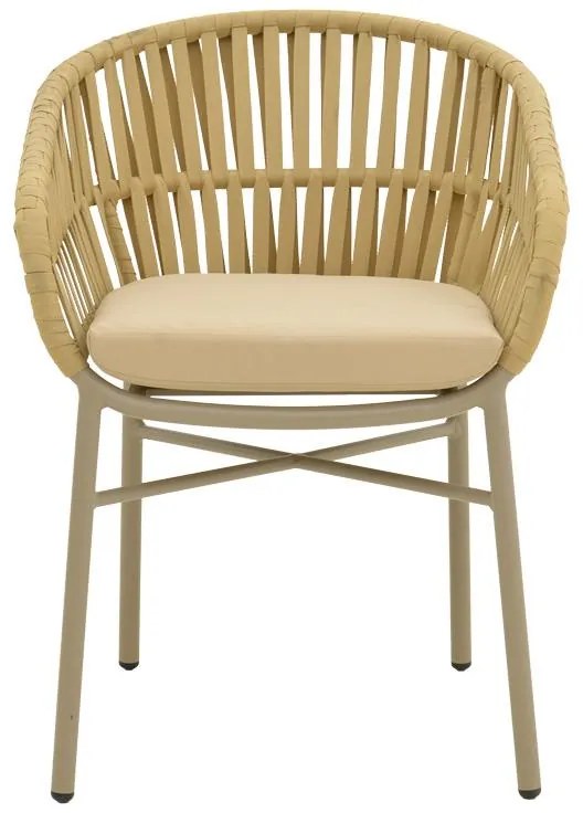 Καρέκλα - Πολυθρόνα Frama αλουμινίου-pe σχοινί στοιβαζόμενη σε καφε απόχρωση και μαξιλάρι 57x60x78 εκ. 57x60x78 εκ.