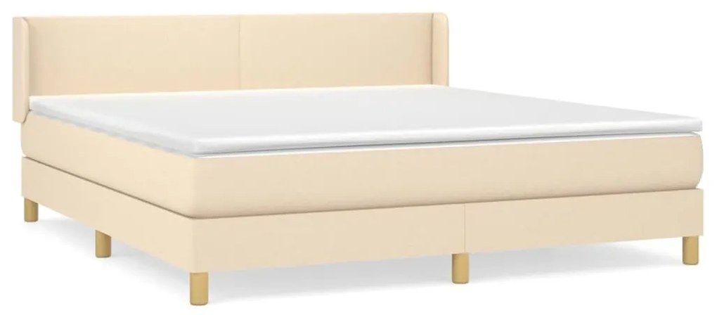 Κρεβάτι Boxspring με Στρώμα Κρεμ 160x200 εκ. Υφασμάτινο - Κρεμ