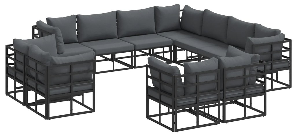 vidaXL Σετ Καναπέ Κήπου 11 pcs Μαύρο 283 x 283 x 71 εκ. Αλουμίνιο